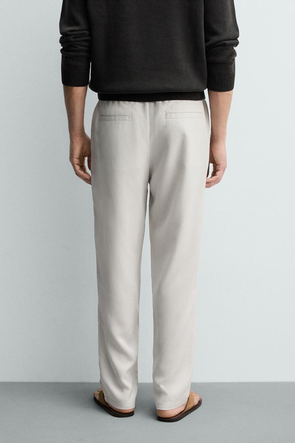 ZARA БРЮКИ REGULAR FIT ИЗ 100% ЛИОЦЕЛЛА, ЖЕМЧУЖНО-СЕРЫЙ