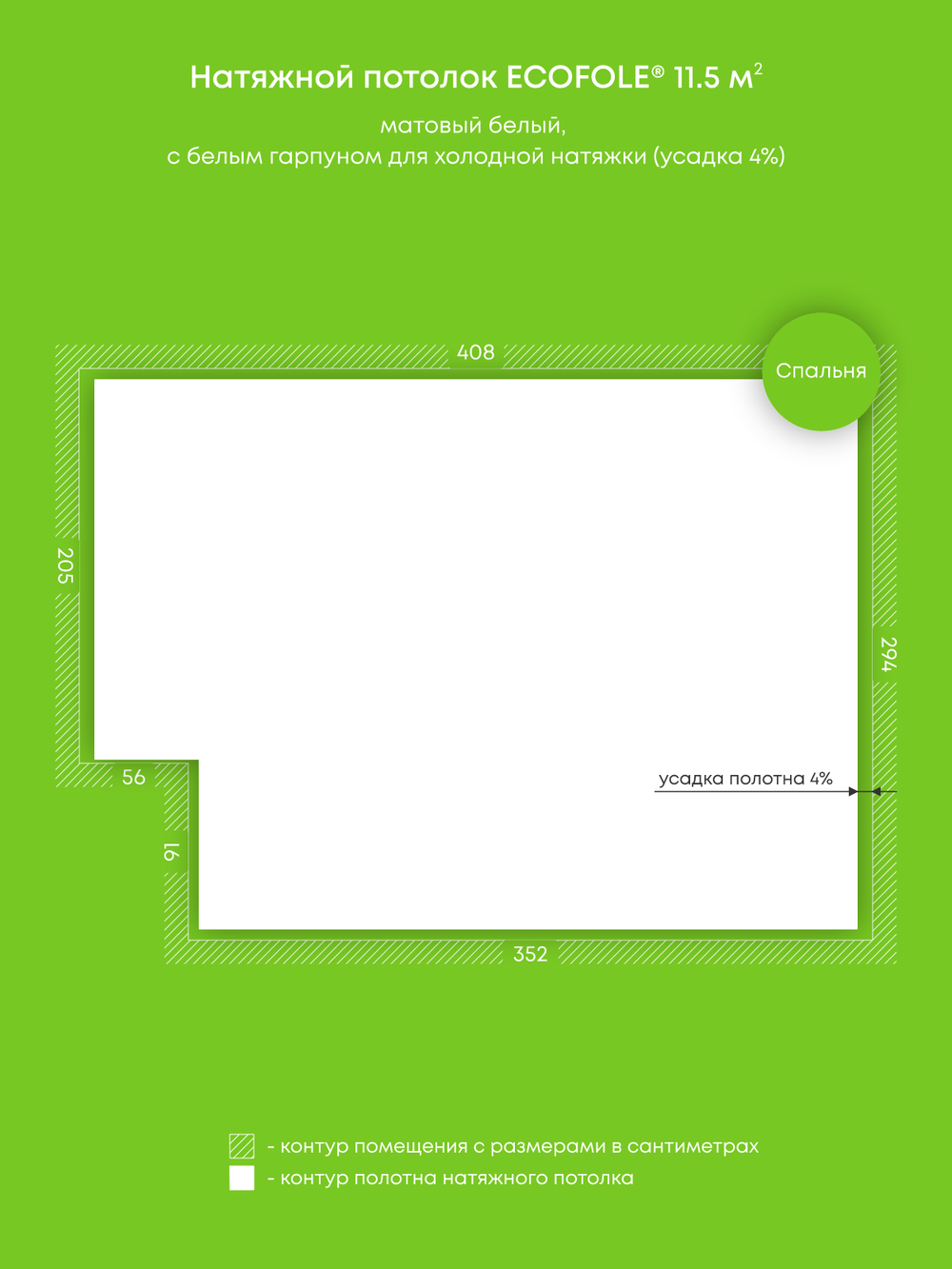 Натяжные потолки: 10.6 м2, 11.5 м2, 10.1 м2, 4.4 м2