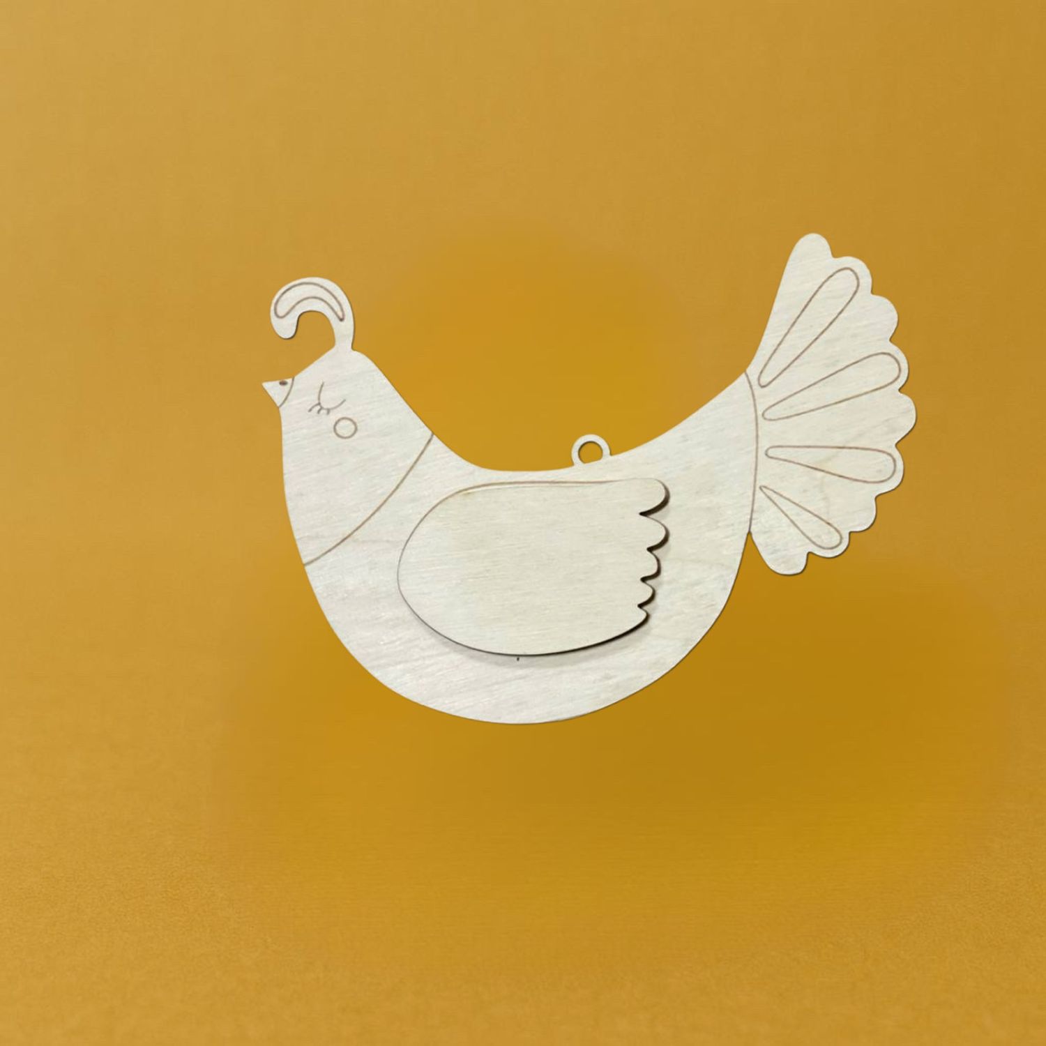 Птичка с накладными крыльями №5, 10см фанера