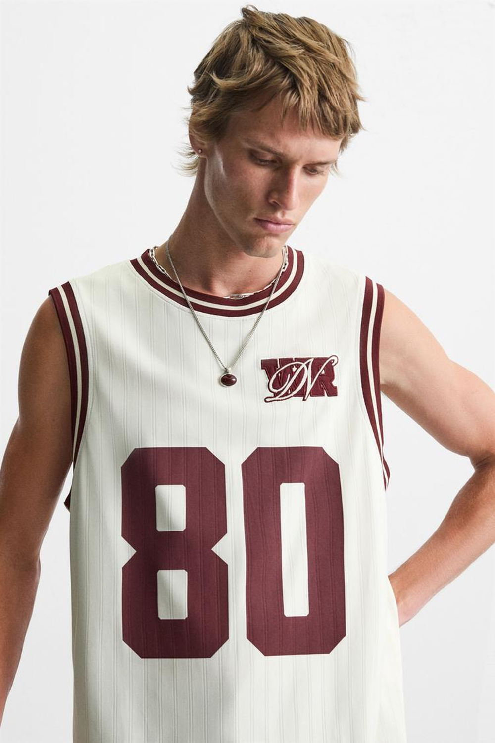 ZARA ФУТБОЛКА В СТИЛЕ VARSITY, ЭКРЮ