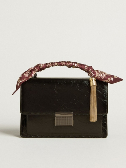 Venezia Bag in black metallic leather with black details