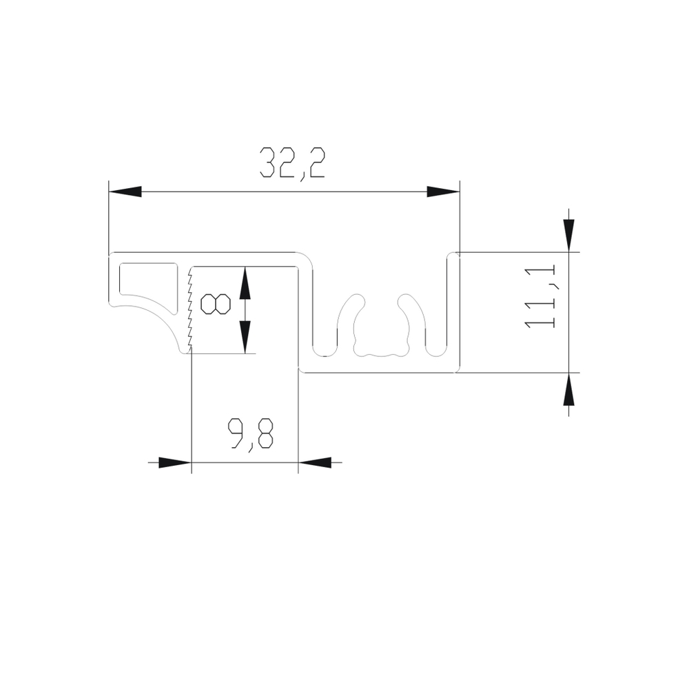 SLIMLINE Рамка верхняя узкая (5,40 м) шампань матовая (AL) (AV0588) Aristo (Акция)