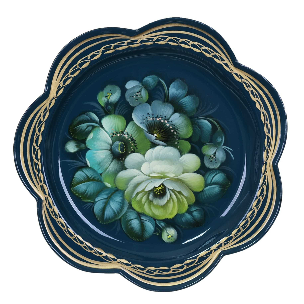 Жостовский поднос декоративный, размер 18 см (A1), металлический