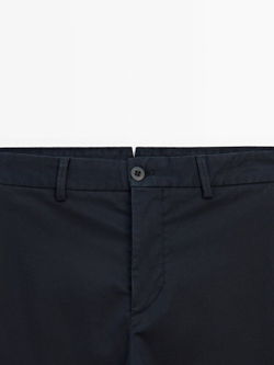 Massimo Dutti Зауженные брюки чинос из хлопка, темно-синий