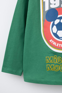 ZARA ЛОНГСЛИВ MICKEY MOUSE © DISNEY, ЗЕЛЕНЫЙ