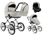 Детская коляска Roan Bass Next Classic d14 2.0 3 в 1 с автокреслом Tutis Elo Lux EduSky Black BSNC/94/2 Marzipan/Black/руч.Cappuccino
