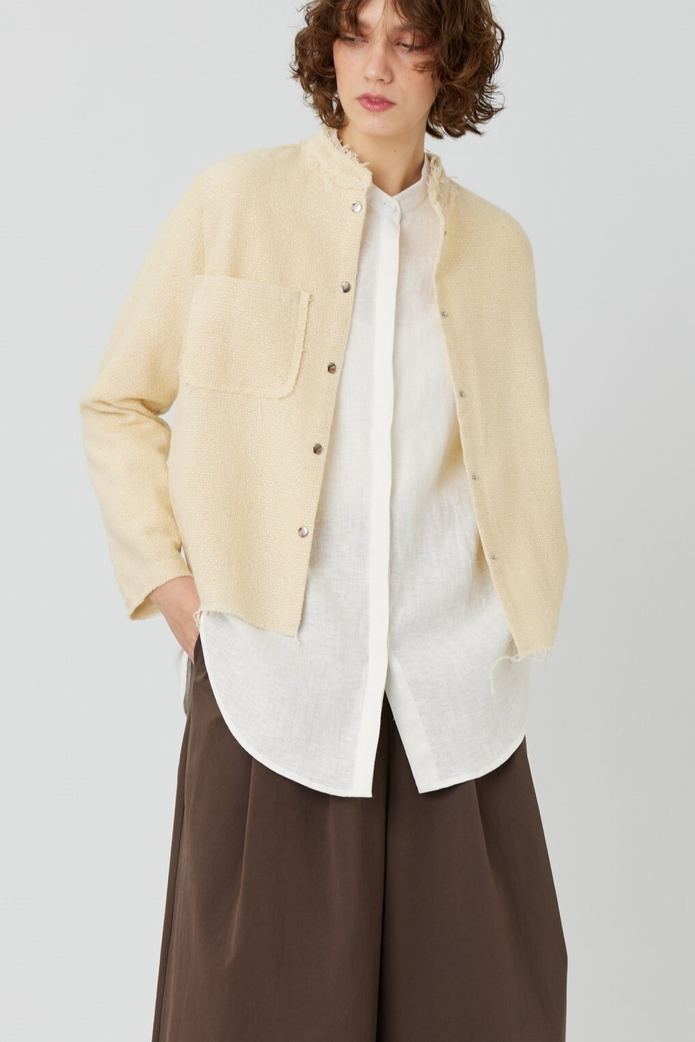 Рубашка покроя реглан из белого льна с вискозой