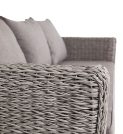 "Капучино" диван из искусственного ротанга (гиацинт) трехместный с подушками, цвет серый
