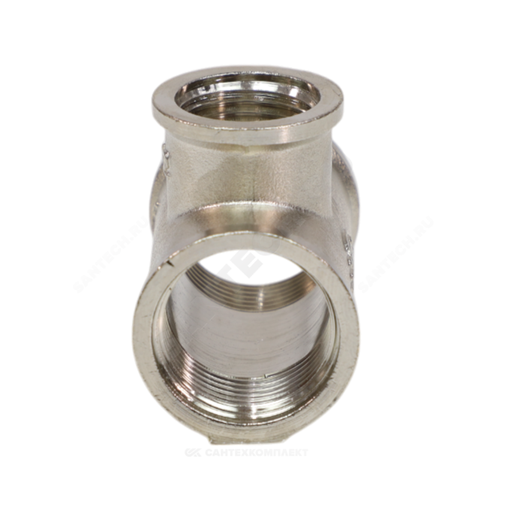 Тройник латунь никель переходной Ду 25х20х25 (1"х3/4"х1") ВР VALFEX VF.750.N.100.034.100