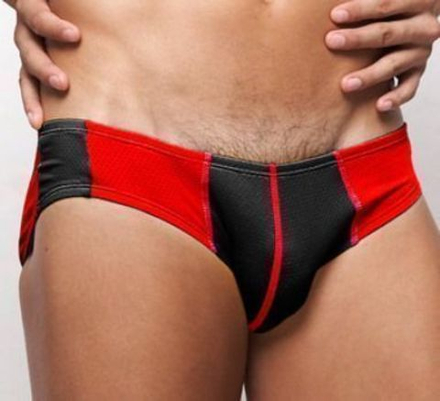 Мужские трусы слипы красно-черные GMW Red and Black Brief