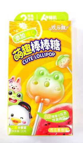 Леденцы на палочке LOLIPOPS Happy Monkey 2 шт 16гр апельсин арбуз