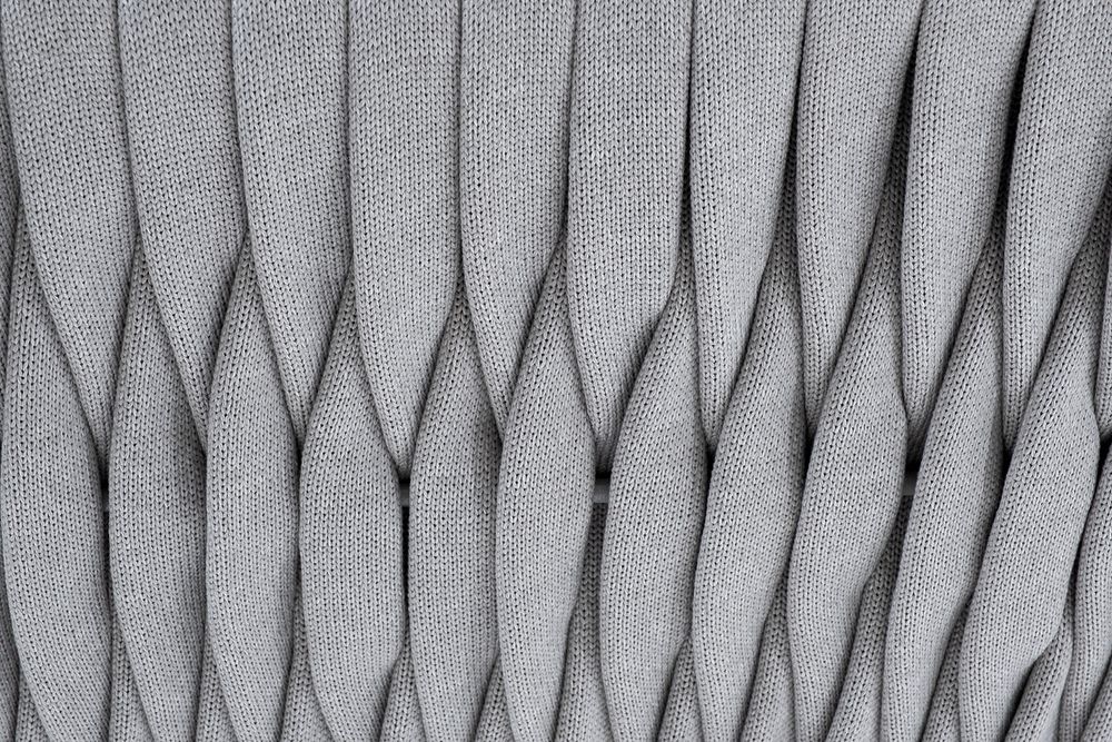 "Монако" диван 2-местный плетеный из роупа, каркас алюминий светло-серый (RAL7035) шагрень, роуп светло-серый 40 мм, ткань светло-серая