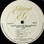 Robert Fripp And The League Of Crafty Guitarists ‎– Live! (США 1986г.)