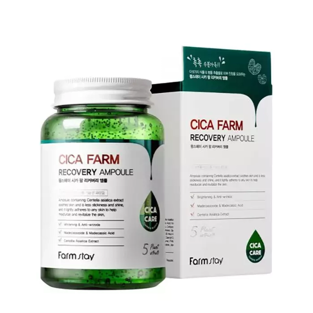 Ампульная сыворотка для лица с центеллой азиатской FarmStay Cica Farm Recovery Ampoule Срок март 2026