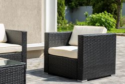 "Даллас" лаунж-зона из искусственного ротанга на 5 персон, цвет черный