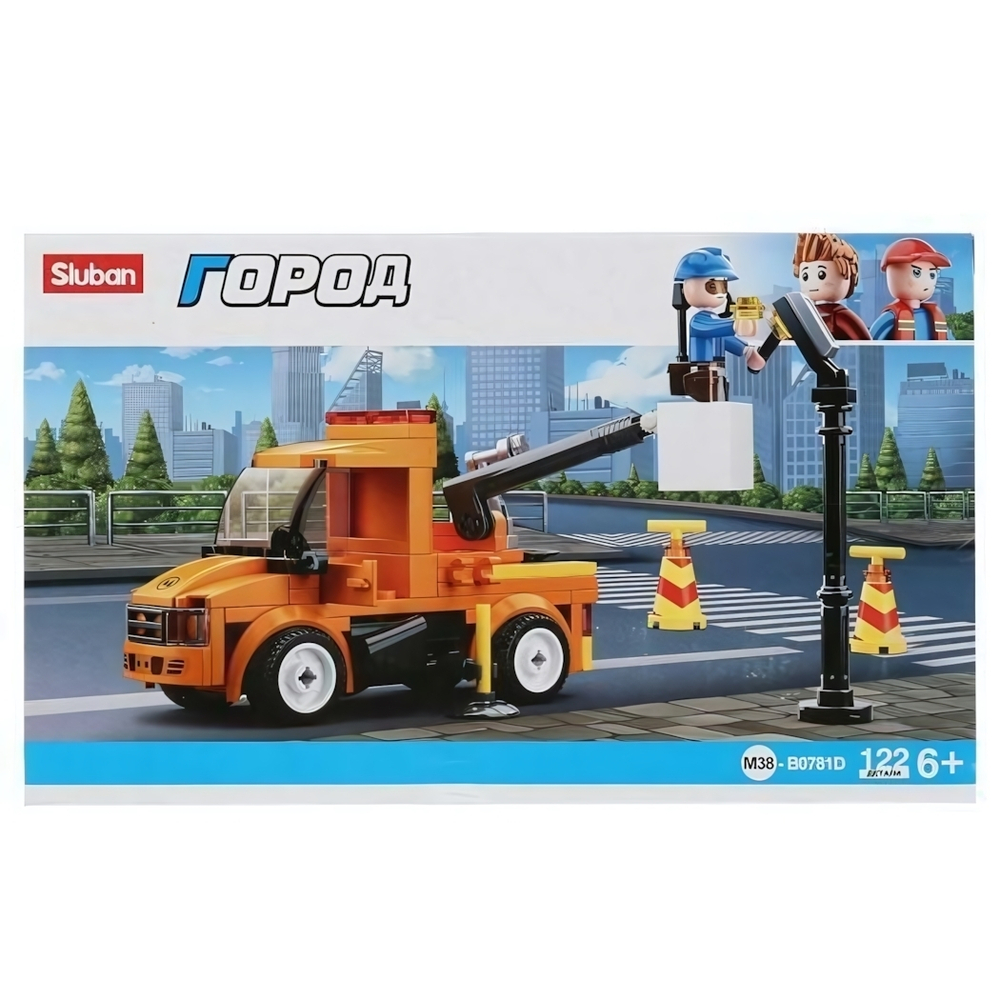 Констр.блочный Машина с фигурками, 122 дет. в коробка M38-B0781D (Слубан)