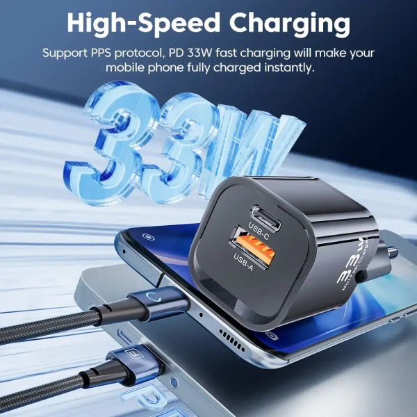 Адаптер питания Toocki 33Вт (Type-C + USB-A) Фиолетовый
