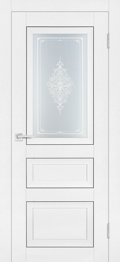 Дверь PST-29 / Цвет белый ясень / Сатинат закаленное Кристалайз / Двери PROFILO PORTE