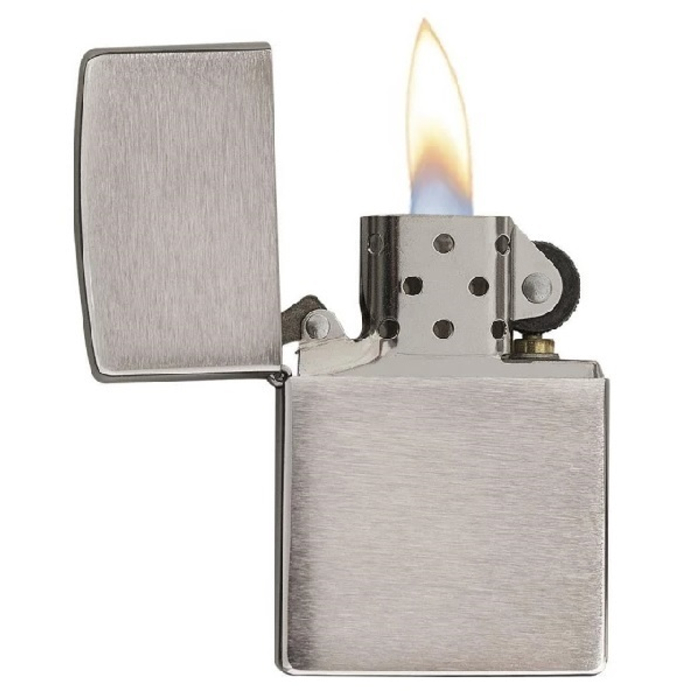 Зажигалка серебристая матовая Zippo с покрытием Brushed Chrome