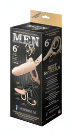 Фаллоимитатор поясной каркасный ( пустотелый ) с бандажом (Цвет: телесный)