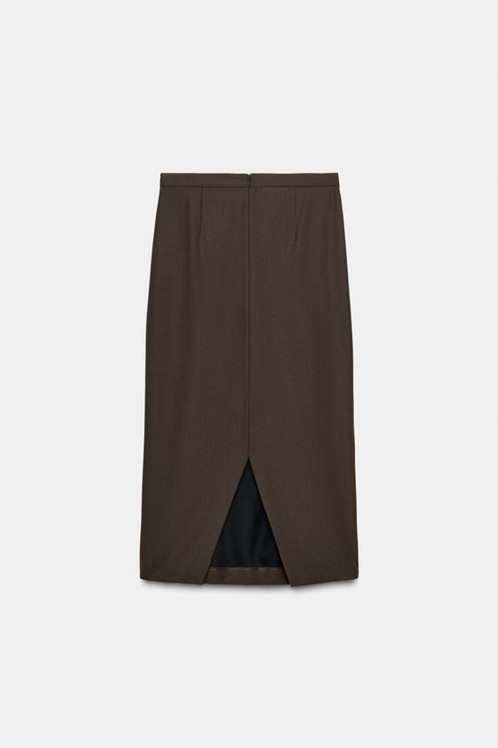 ZARA ЮБКА СО СКЛАДКАМИ И ШЕРСТЬЮ — ZW COLLECTION, СЕРО-КОРИЧНЕВЫЙ