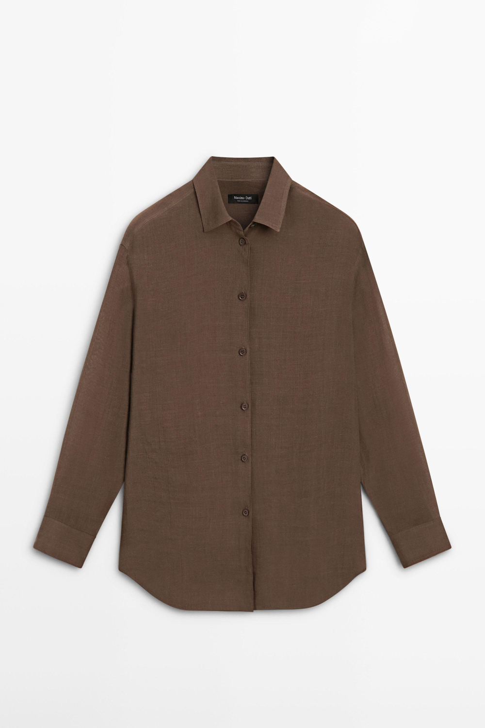 Massimo Dutti Рубашка свободного кроя с рубашечным воротником, коричневый