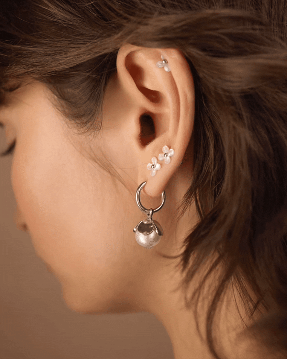 Моносерьга Цветочная Жемчужина