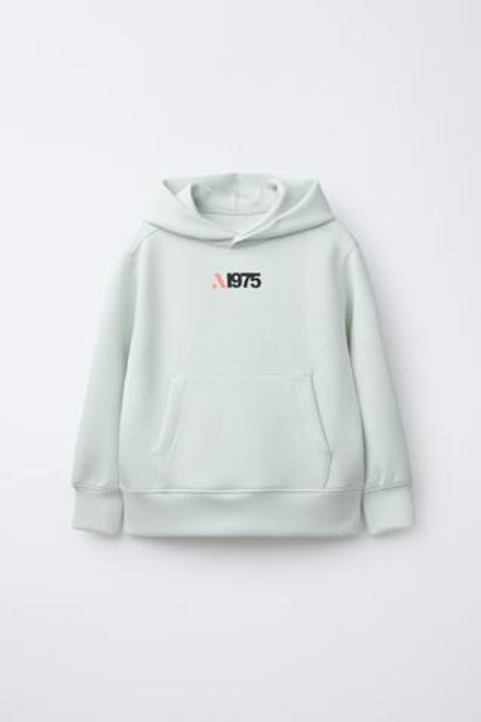 ZARA СПОРТИВНАЯ ТОЛСТОВКА С ПРИНТОМ, МЯТНЫЙ