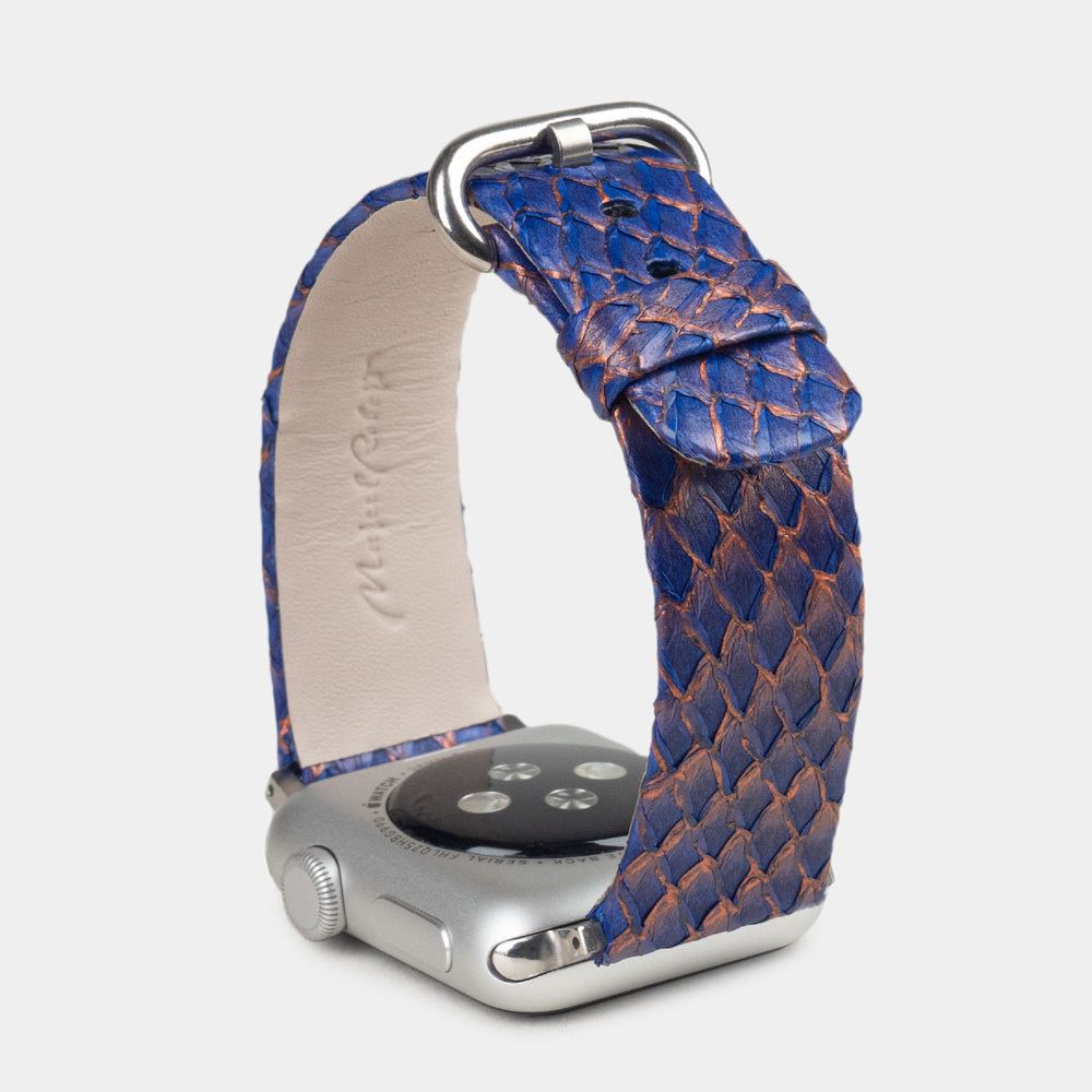 Ремешок для Apple Watch 40/41/42 mm из кожи лосося, цвета сине-оранжевый градиент