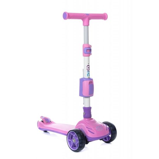 Самокат-беговел 3 в 1 Scooter Micar Transformer складной со светящимися колесами, сиденьем и родительской ручкой розовый