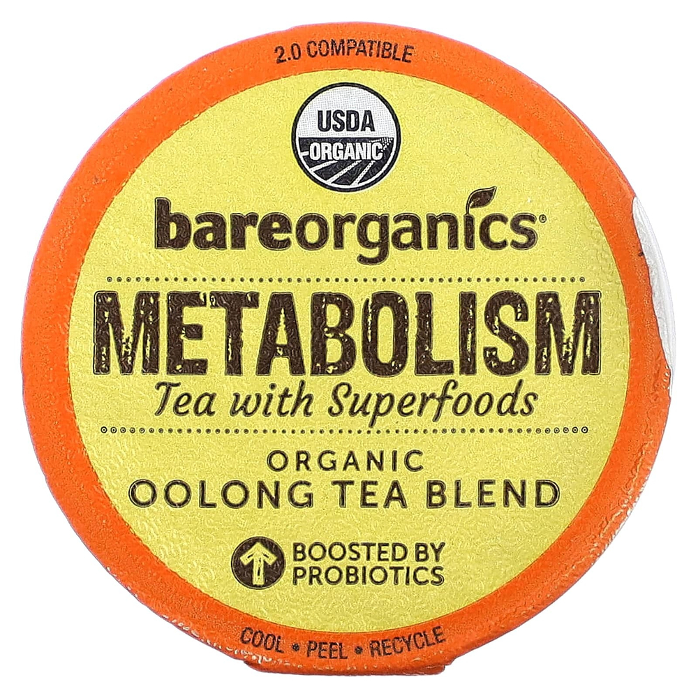 BareOrganics, Metabolism, чай с суперфудами, улун, 10 чашек по 4 г (0,14 унции)