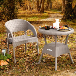 Набор садовой мебели RATTAN стол круглый + 2 кресла, Цвет: Грэй (Серо-бежевый).