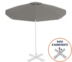 Зонт пляжный со стационарной базой Kiwi Clips&Base, Ø225 см, белый, серый