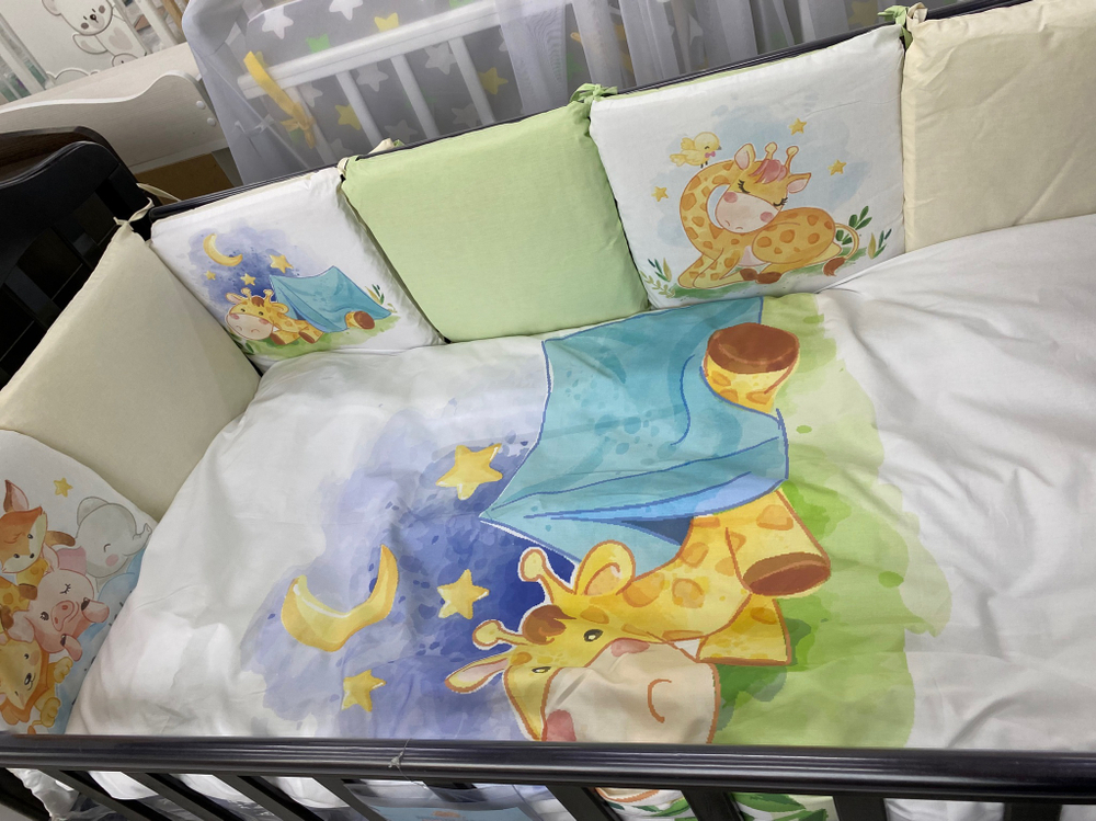 Комплект постельного белья 17-ти предметный "Мир игрушек" (подушечки), ЖИРАФИКИ, поплин