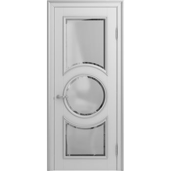 Межкомнатная дверь массив бука Viporte Лацио Амбиенте белая эмаль патина серебро остекление 3