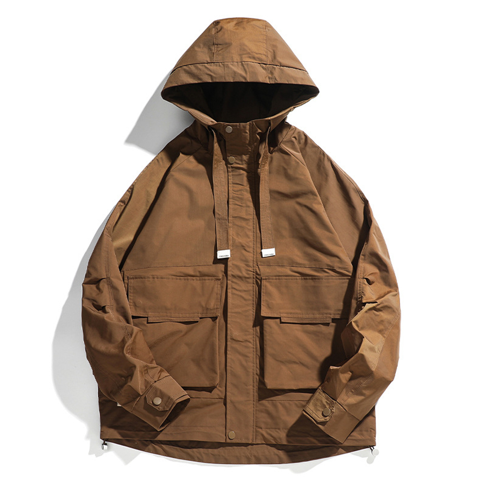 Классическая Ретро Рабочая одежда куртка с капюшоном и накладными карманами весенне-осенняя куртка.