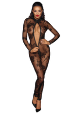 Длинный комбинезон из кружева с молнией Long tulle overall with 3 way zipper (Размер: L) (Цвет: черный)