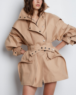 Тренч на молнии из хлопка Бербери кэмел