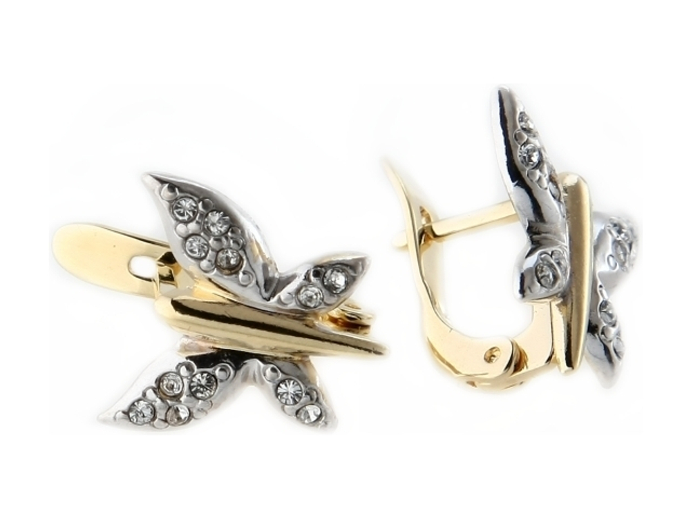 "Мирмидона" серьги в золотом покрытии из коллекции "Бабочки" от Jenavi  с английским замком