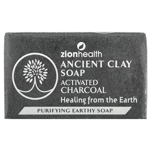 Zion Health, Кусковое мыло с древней глиной, активированный уголь, 170 г (6 унций)