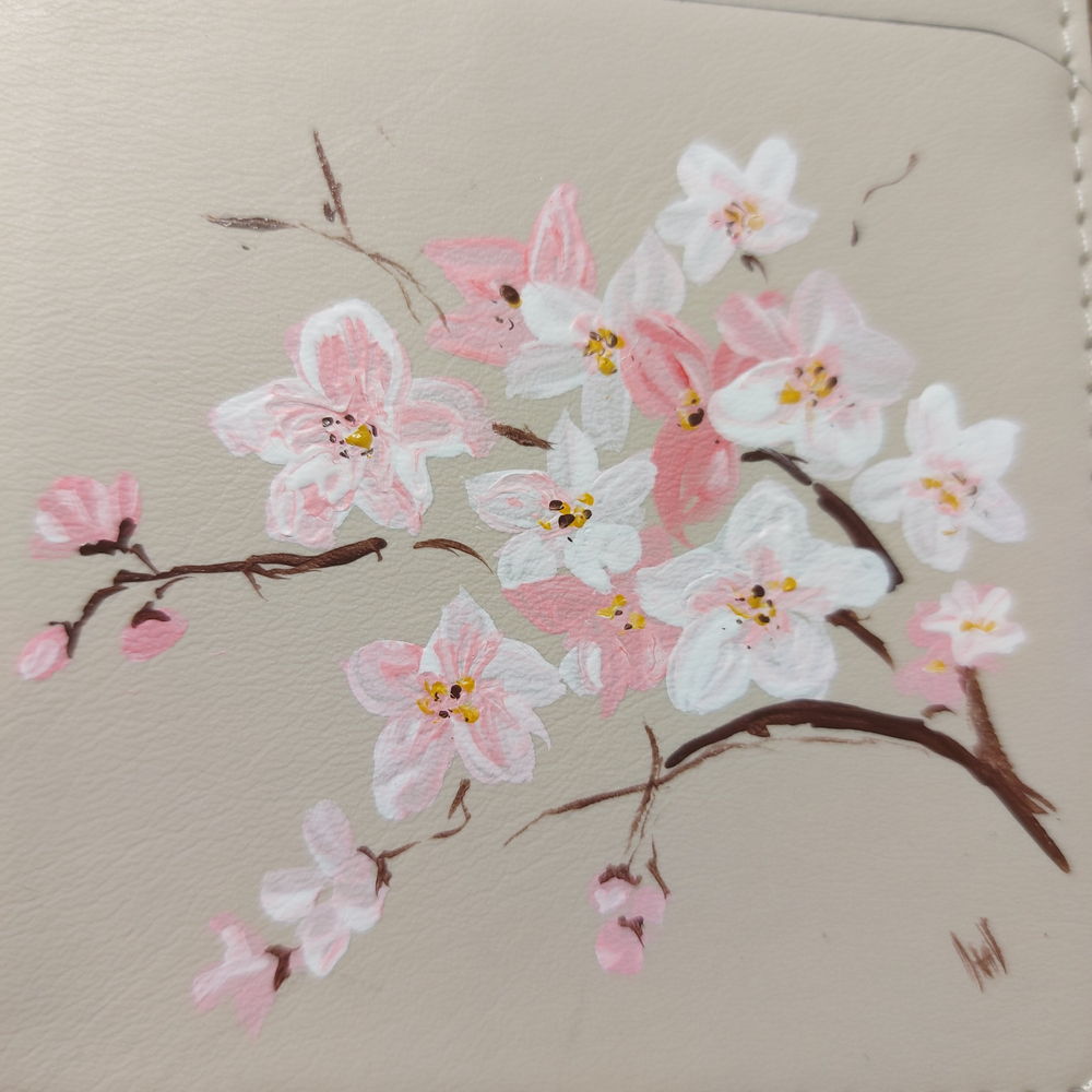 Картхолдер (кошелек) женский с авторской росписью "Яблоня"