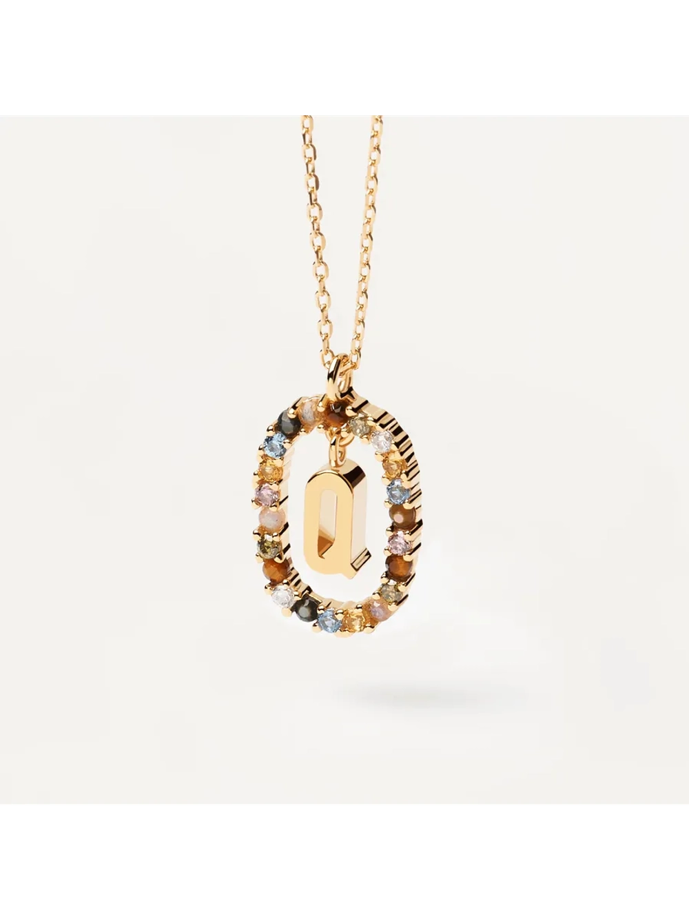 Колье Буква Q серебро 925 пробы покрытое золотом