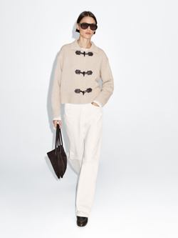 Massimo Dutti Кардиган из смесовой шерсти с пуговицами в форме рога, норка