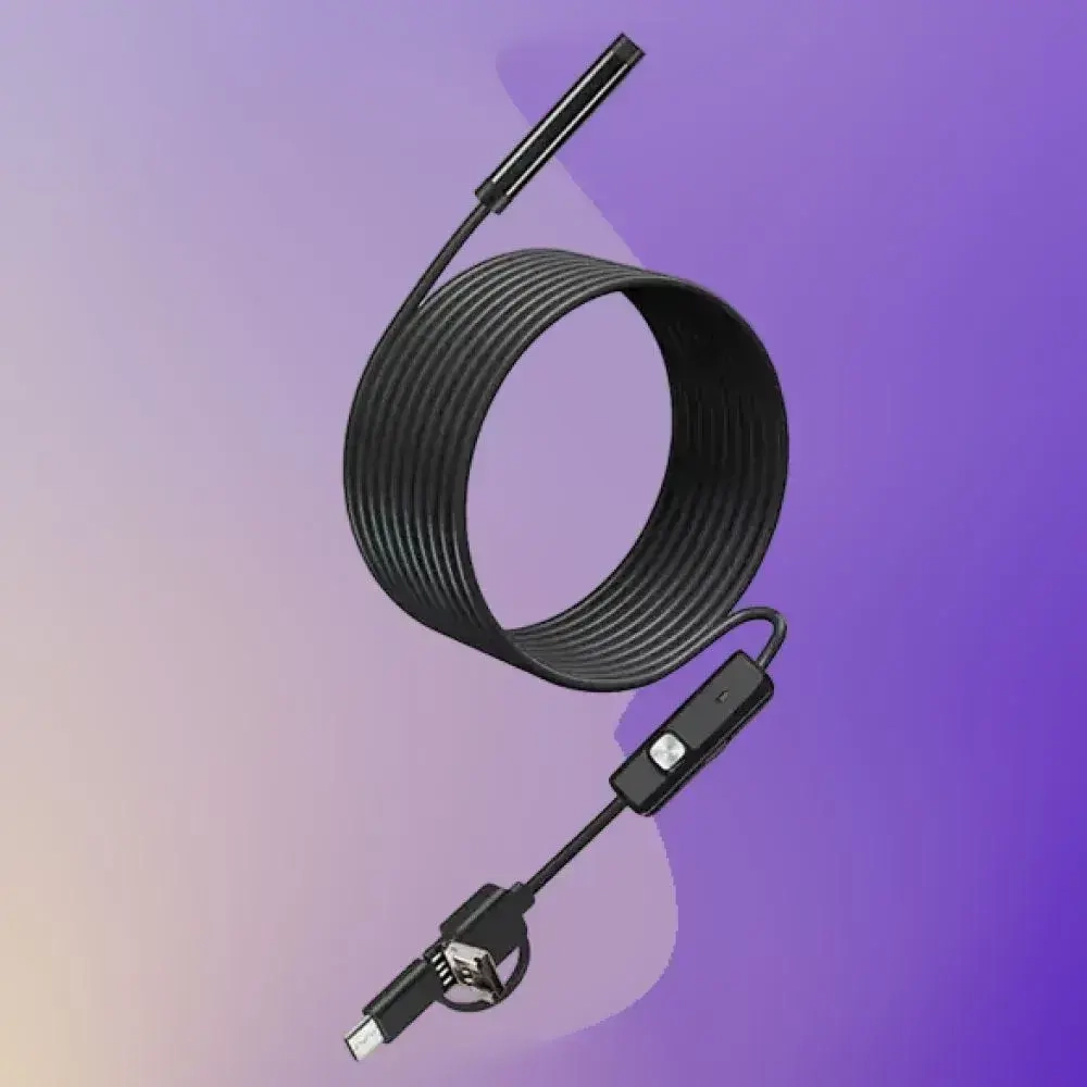 Видеоэндоскоп для смартфона с гибкой камерой, для компьютера, зонд с камерой для труднодоступных мест 1,5 метра