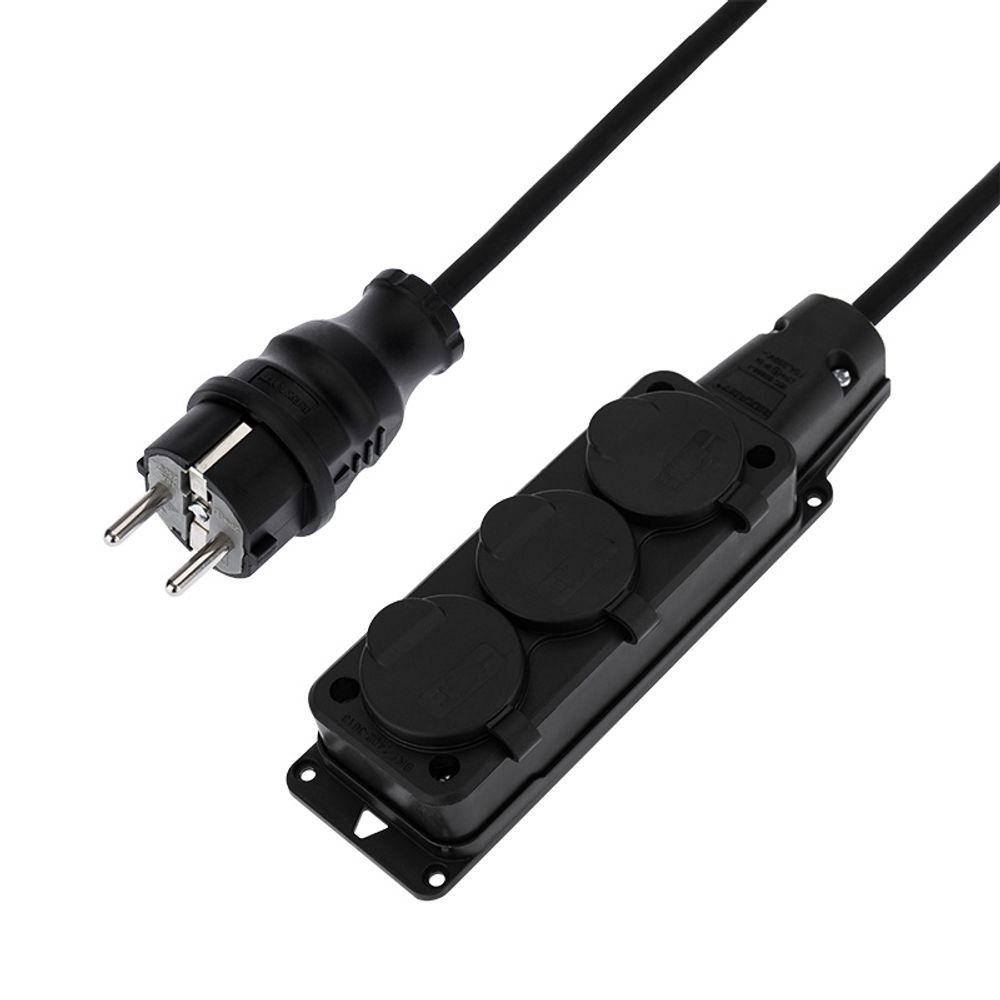 Удлинитель-шнур на рамке КГ 3х1,5, 10м, 3 гнезда, морозостойкий, с/з, 16А, 3500Вт, IP44 (Сделано в Р