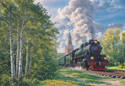 Паровоз (березы) - фон неопреновый