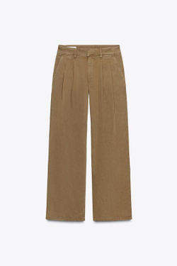 ZARA БРЮКИ ЧИНОС С НИЗКОЙ ПОСАДКОЙ, КОРИЧНЕВЫЙ