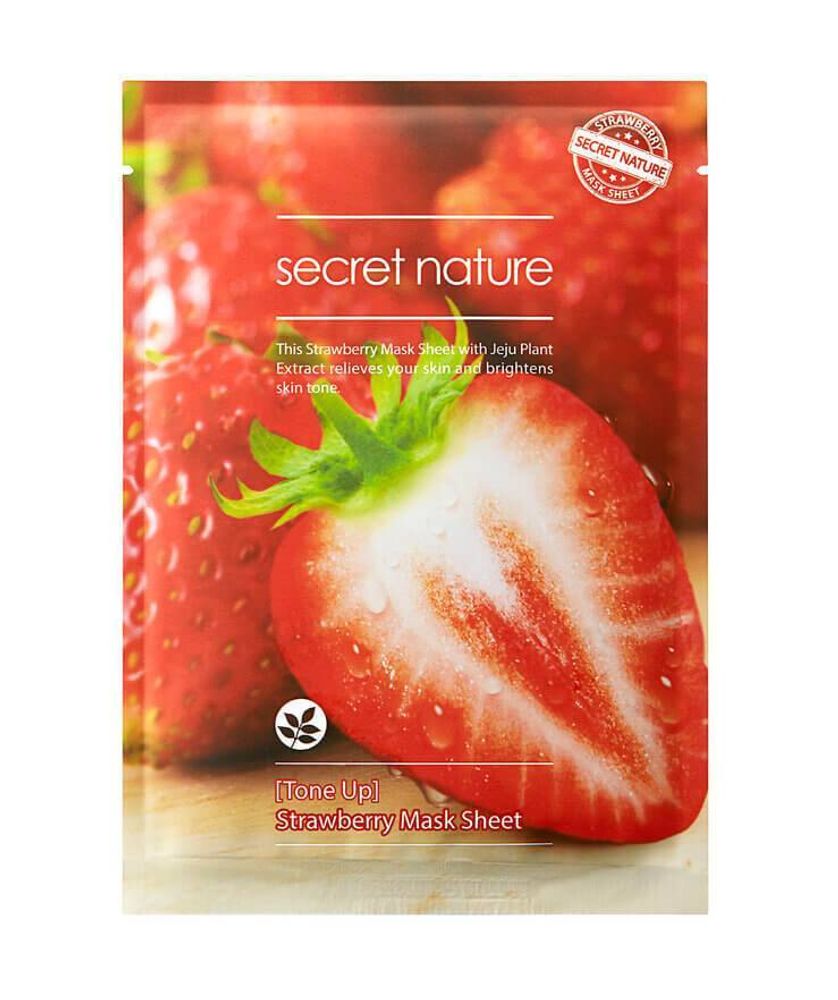 Тканевая маска тонизирующая маска для лица с клубникой SECRET NATURE STRAWBERRY MASK SHEET MASK