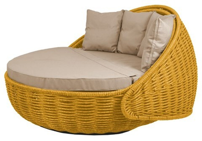 Круглый шезлонг Диван-кровать Nestbed (желтый, подушка светло-серая)