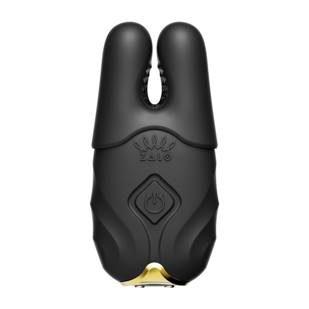 Черные виброзажимы на соски с пультом ДУ и управлением через приложение Zalo Nave Vibrating Nipple Clamps Obsidian Black